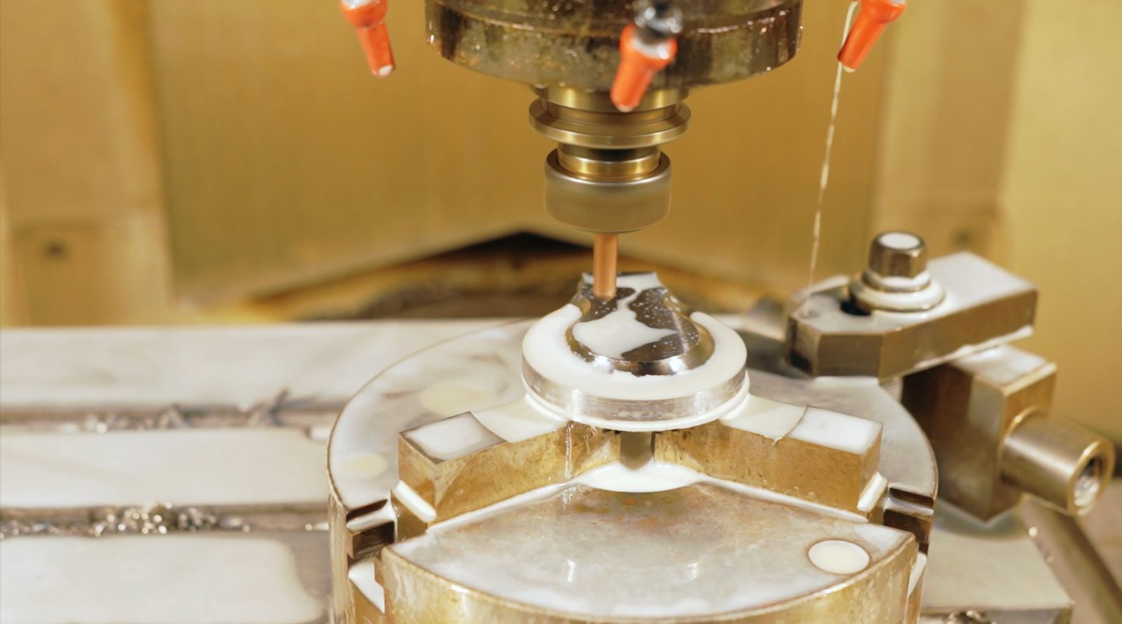 Close-up of a CNC machining operation